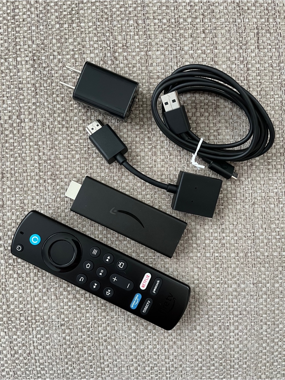 Amazon Black Fire TV Stick 4K with Alexa Remote and Power Accessories